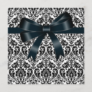 Black Damask Bow Black Tie Party Event Template