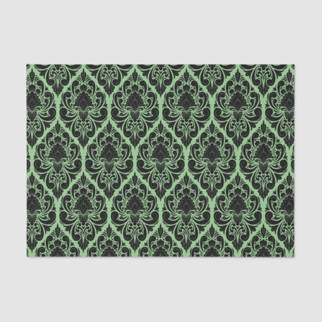 Black Damask Brocade on Any Background Decoupage Tissue Paper (Front)
