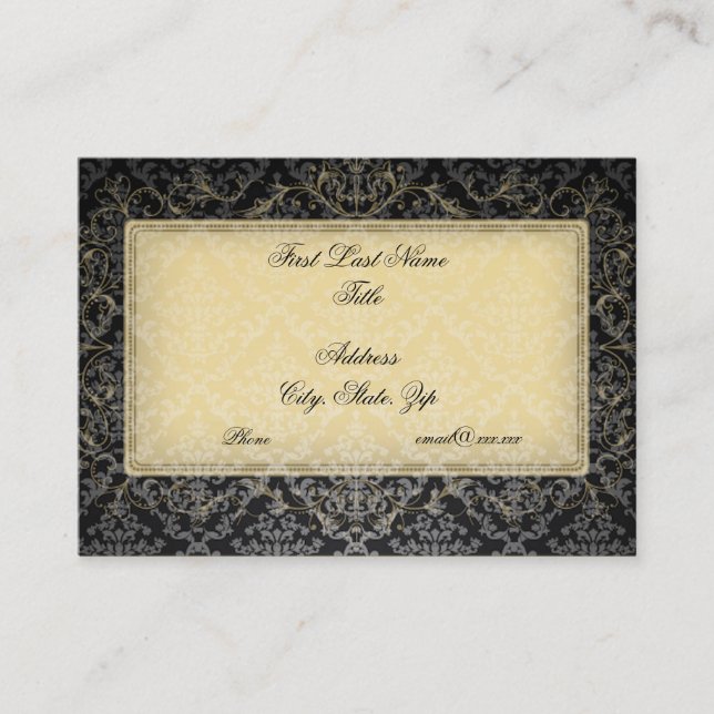 Black Damask Business Card (Front)