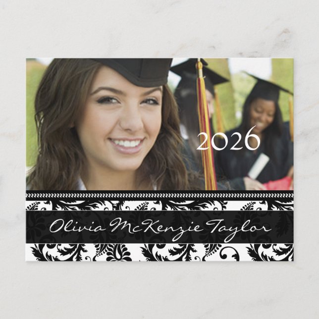 Black Damask Class of  Graduation Invitations (Front)