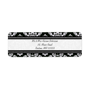 Black Damask Customisable Address Labels