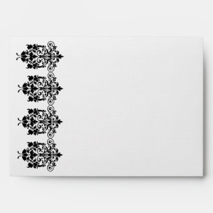 Black Damask Edge White Envelopes