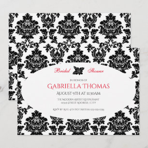 Black Damask & Flower - Bridal Shower Invitation