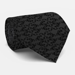 Black Damask Formal Groomsmen Tie