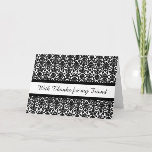 Black Damask Friend Thank You Matron of Honour Car Card