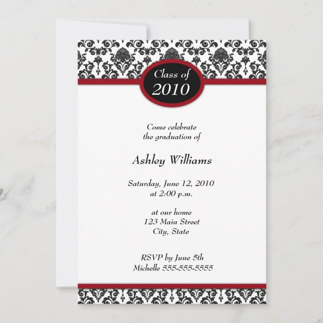 Black Damask Graduation Invitations (Front)