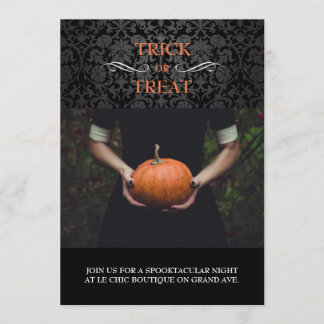 Black Damask Halloween Photo Card