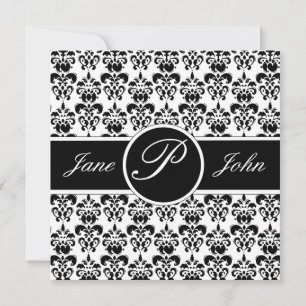 black damask invitation