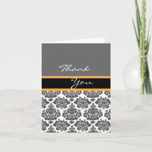 black damask invitation,thank you card