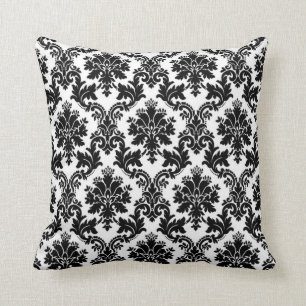 Black Damask Lace Broquade Couch Throw Pillow