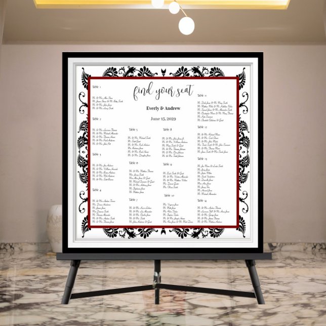 Black Damask Maroon or any Colour Seating Chart  (Creator Uploaded)