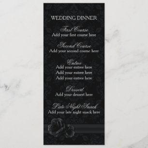 Black damask menu template lace rose