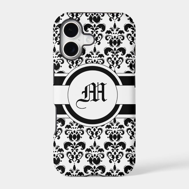 Black damask & monogram (Back)