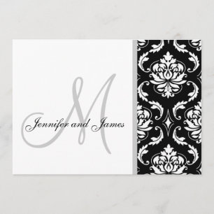 Black Damask Monogram Wedding Invitations