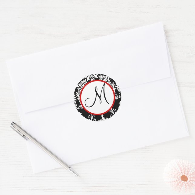 Black Damask Monogram Wedding Seal (Envelope)