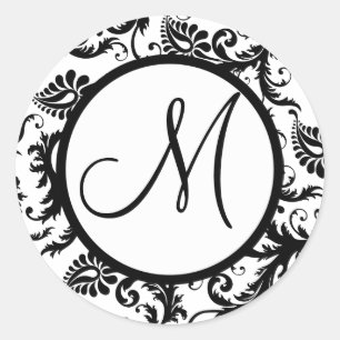 Black Damask Monogram Wedding Seal