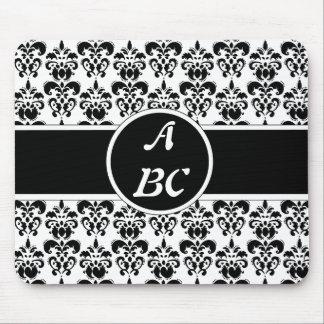 Black Damask Mouse Pad