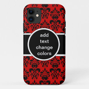 black damask on any colour iPhone 11 case