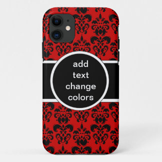 black damask on any colour iPhone 11 case