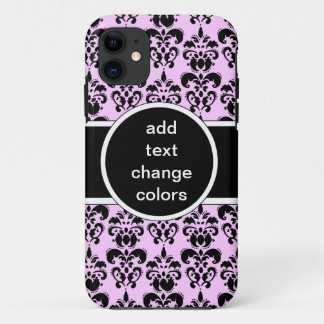 black damask on any colour iPhone 11 case