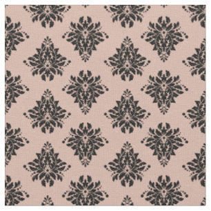 Black Damask on Tea Rose Fabric