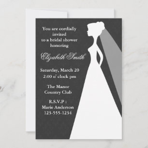 Black Damask Pattern Bridal Shower Invitation