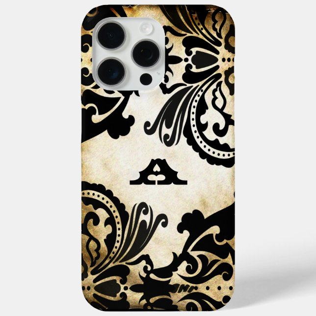 Black Damask Personalised iPhone Case Choose Colou (Back)