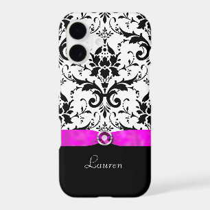 Black Damask Pink Jewel Personalised