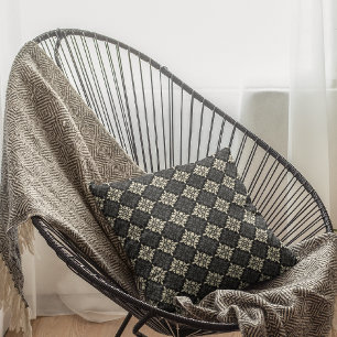 Black Damask/Polka Dots Decorative Throw Pillow