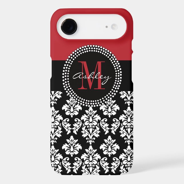 Black Damask Red Initial Name Case-Mate Samsung Galaxy Case (Back)