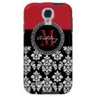 Black Damask Red Initial Name