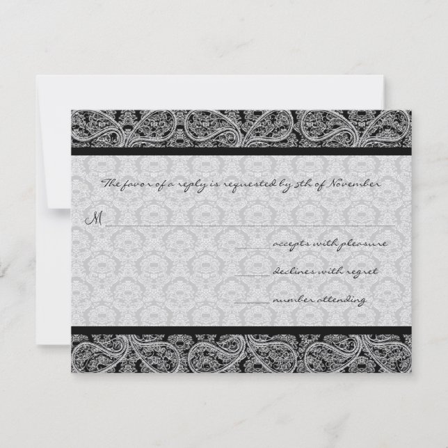 Black Damask Response Card- (Front)