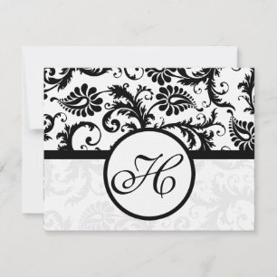 Black Damask Response Card- Text on Matte Side