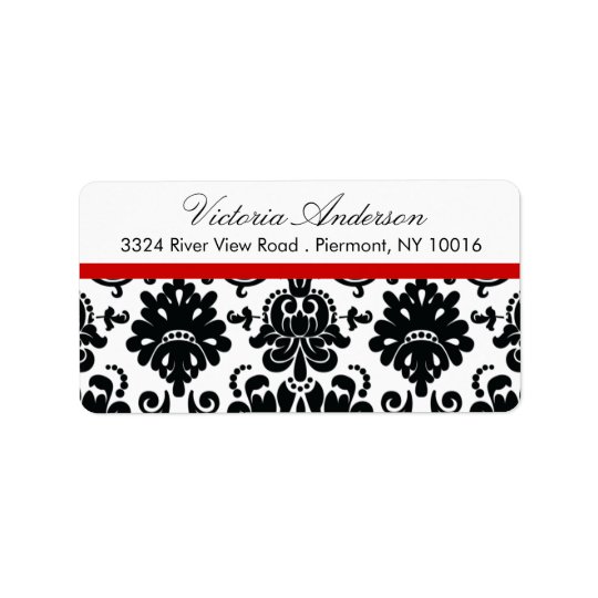 Black Damask Return Address Labels. Address Label