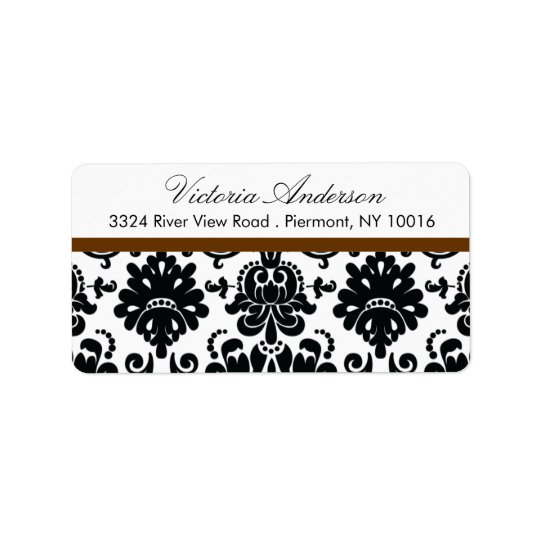 Black Damask Return Address Labels. Address Label