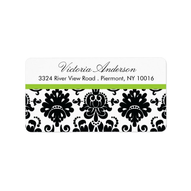 Black Damask Return Address Labels. Label (Front)