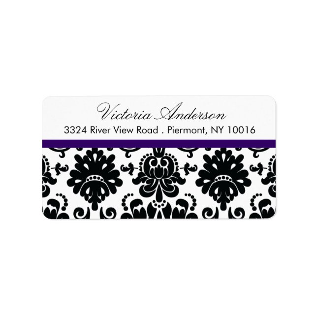 Black Damask Return Address Labels. Label (Front)