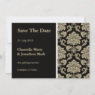 Black Damask Save The Date Card