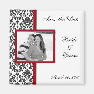 Black Damask Save the Date Photo Magnets