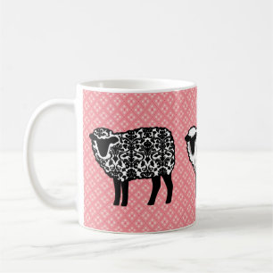 Black Damask Sheep Coffee Mug