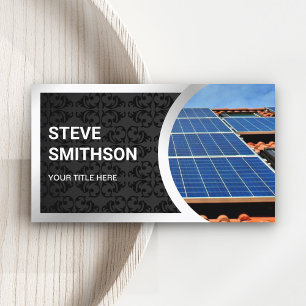Black Damask Steel Rooftop Solar Panels Business Card