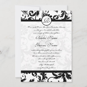 Black Damask Swirls Wedding Invitation