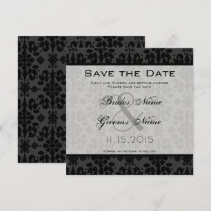 Black Damask Swirls Wedding Save the Date Invitation