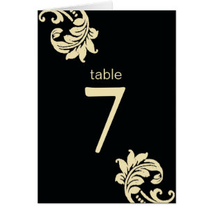 Black Damask Table Seating Cards