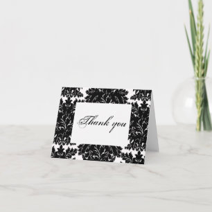 Black Damask Thank You Card