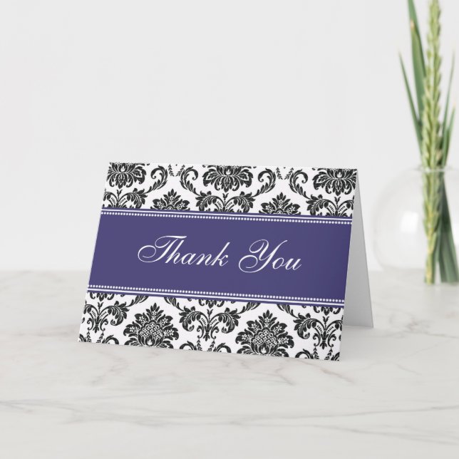 Black Damask Thank You Cards (Front)