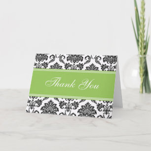 Black Damask Thank You Cards