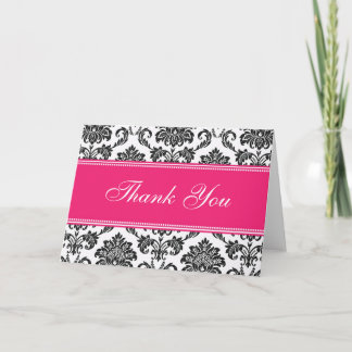 Black Damask Thank You Cards