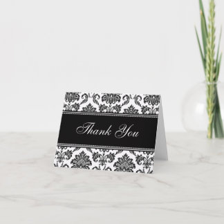 Black Damask Thank You Cards