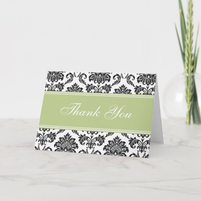 Black Damask Thank You Cards (Front)